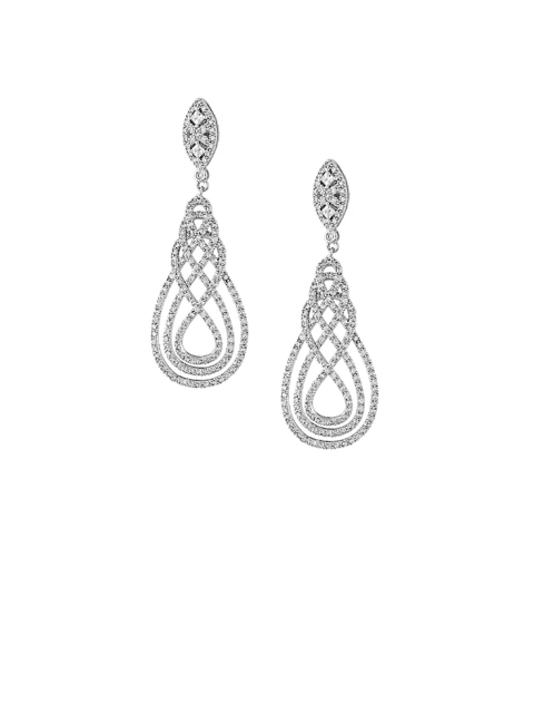 

shaze Silver-Toned Classic Drop Earrings