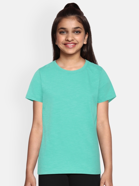 

Marks & Spencer Girls Sea Green Solid Round Neck T-shirt