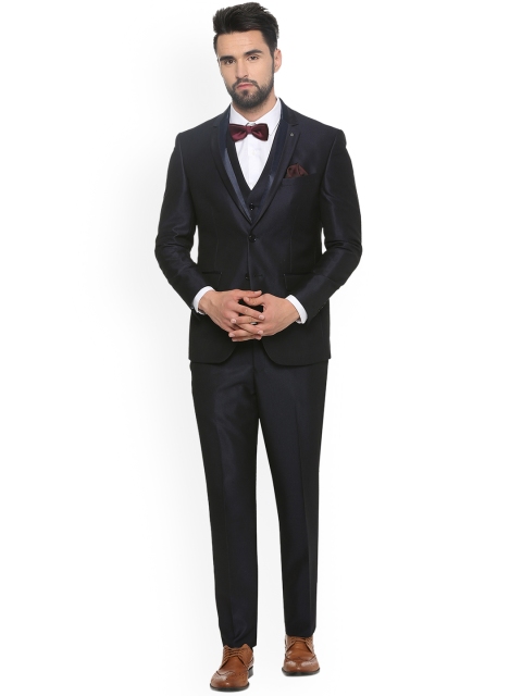 

Louis Philippe Men Navy Blue Solid Single-Breasted Two-Piece Suit