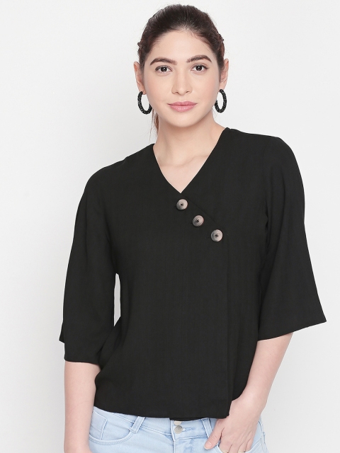 

Honey by Pantaloons Women Black Solid Wrap Top