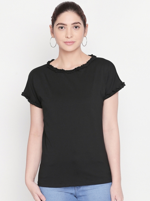 

Honey by Pantaloons Women Black Solid Pure Cotton Top