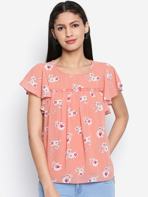 

Honey by Pantaloons Women Peach-Coloured Printed A-Line Top