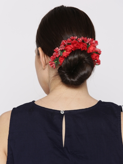 

Priyaasi Women Red & Green Beaded Floral Handcrafted Hair Accessory