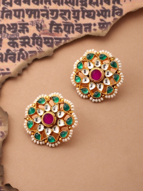 

Rubans Gold-Toned Floral Studs