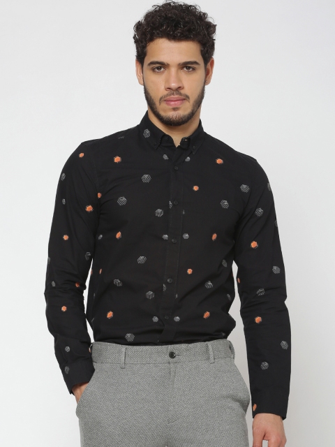 

Jack & Jones Men Black Slim Fit Printed Casual Shirt