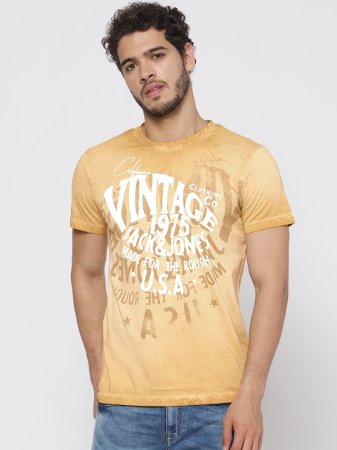 

Jack Jones Men Brown Dyed Round Neck Pure Cotton T-shirt