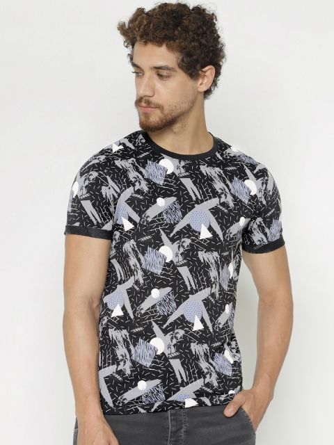 

Jack & Jones Men Black Printed Round Neck T-shirt