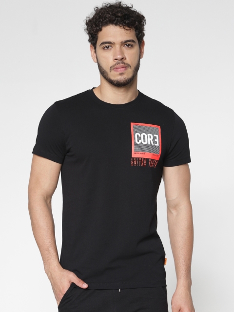 

Jack & Jones Men Black Printed Round Neck T-shirt