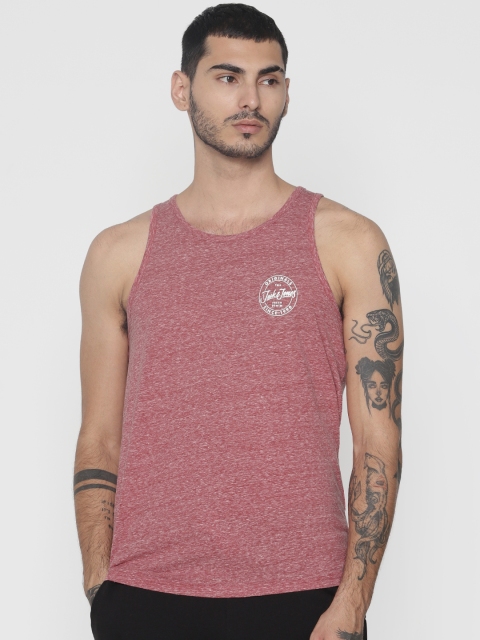 

Jack & Jones Men Red Melange Slim Fit Round Neck T-shirt