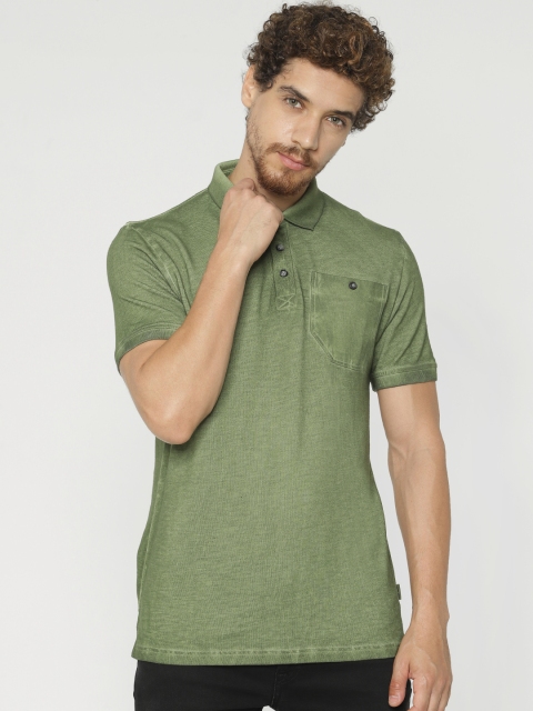 

Jack Jones Men Olive Green Dyed Polo Collar Tshirt