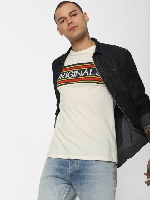 

Jack & Jones Men Off-White Printed Round Neck T-shirt