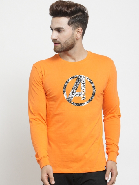 

Friskers Men Orange Avengers Printed Round Neck T-shirt