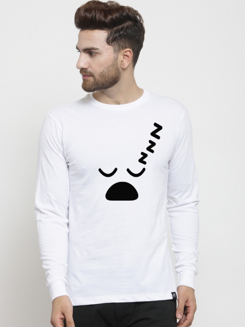 

Friskers Men White Printed Round Neck T-shirt