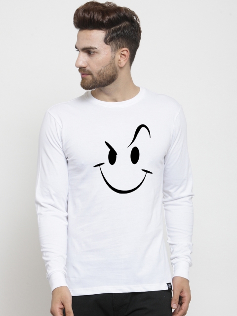 

Friskers Men White Printed Round Neck T-shirt