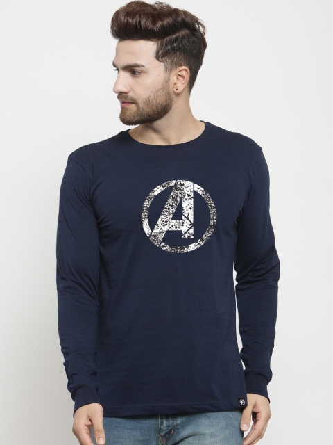 

Friskers Men Navy Blue Avengers Printed Round Neck T-shirt