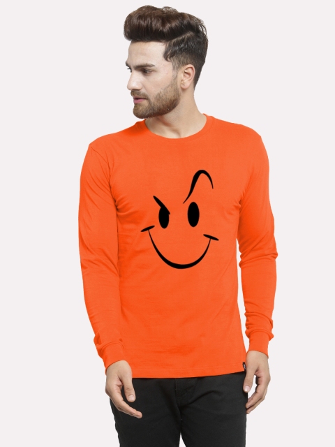 

Friskers Men Orange Printed Round Neck T-shirt