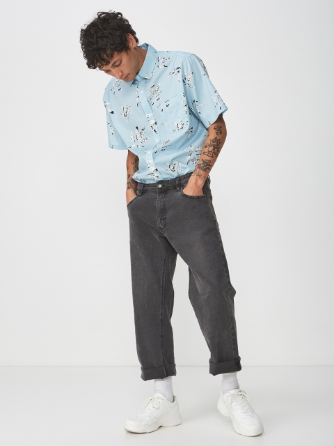 

COTTON ON Men Blue Slim Fit Printed Casual Shirt