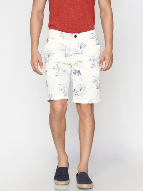 

Jack & Jones Men White Printed Slim Fit Chino Shorts