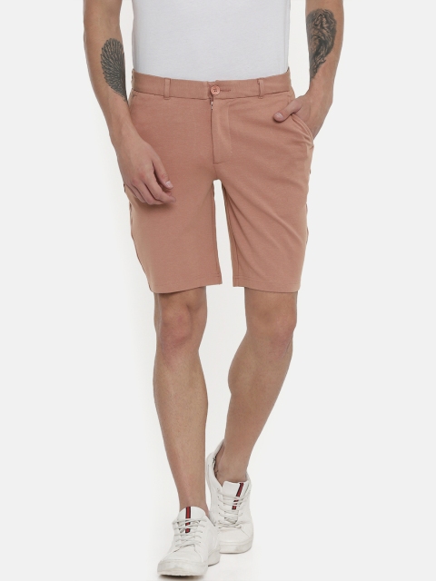 

Jack & Jones Men Coral Pink Solid Slim Fit Regular Shorts