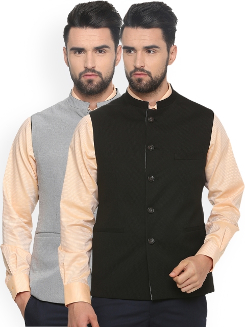

Van Heusen Men Pack of 2 Grey & Black Waistcoats