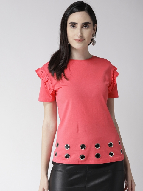 

Madame Women Coral Pink Solid Top