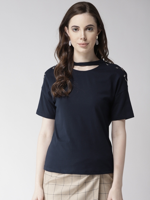 

Madame Women Navy Blue Solid Top