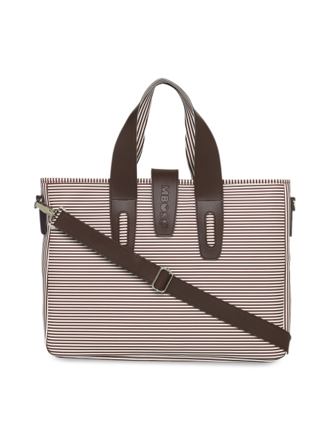 

MBOSS Unisex Brown & White Striped Laptop Bag