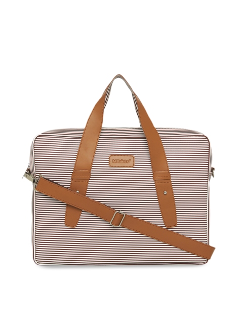 

MBOSS Unisex Tan Brown & White Striped Laptop Bag