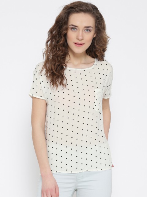 

ONLY White Polka Dot Print Top