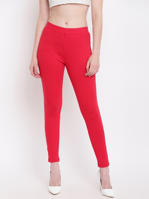 

Taanz Women Red Solid Slim-Fit Jeggings