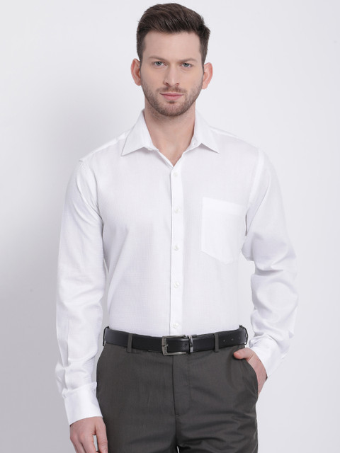 

Copperline Men White Comfort Regular Fit Solid Formal Shirt