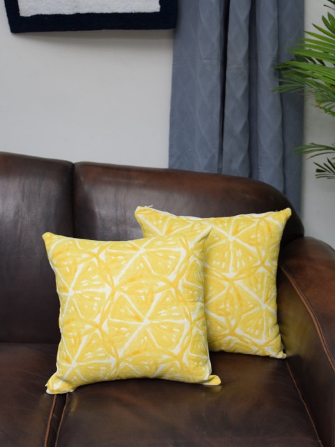 

Avira Home Yellow Set of 2 Abstract Square Cushion Covers