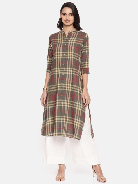 

Alena Women Brown & Beige Checked A-Line Kurta