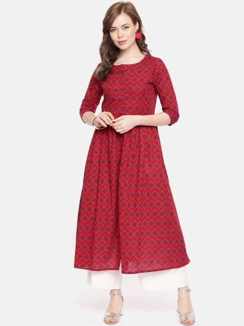 

Alena Women Red Printed A-Line Kurta