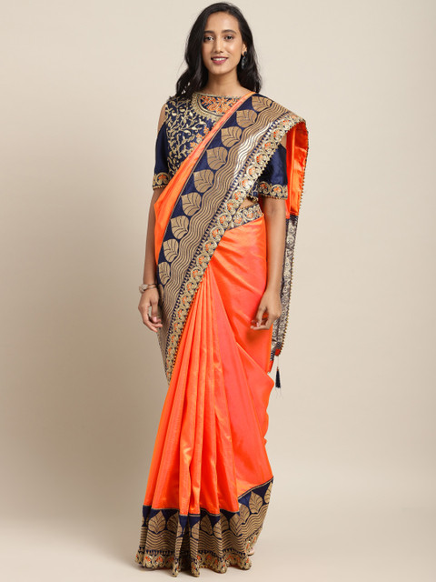 

Indian Women Peach-Coloured Solid Saree