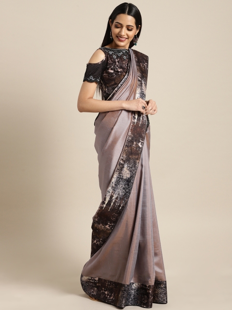 

Indian Women Grey Embellished Poly Silk Saree