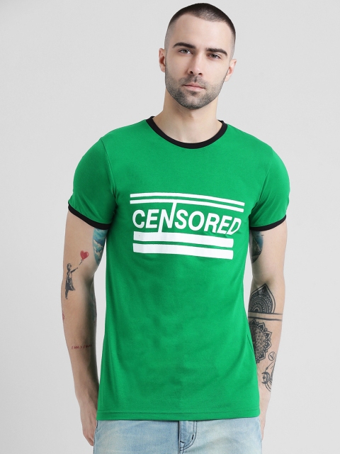 

Tinted Men Green Printed Round Neck T-shirt