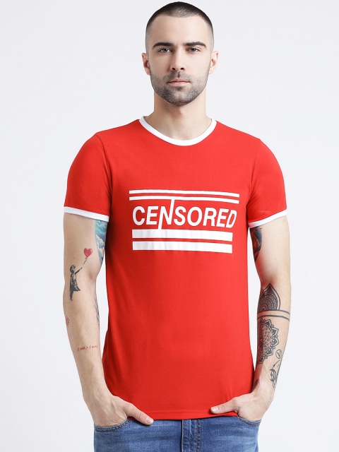 

Tinted Men Red Printed Round Neck T-shirt