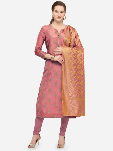 

Rajnandini Pink Silk Blend Semi-Stitched Dress Material