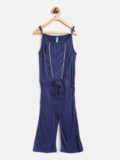 

United Colors of Benetton Girls Navy Blue Solid Basic Jumpsuit