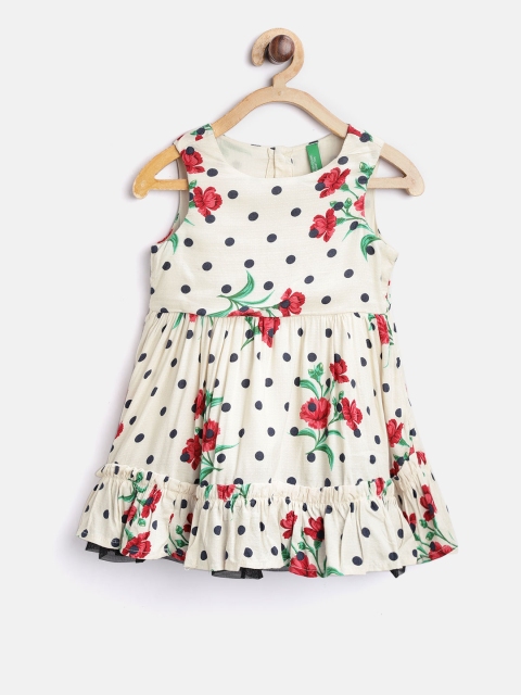 

United Colors of Benetton Girls Off-White Printed Fit & Flare Dress
