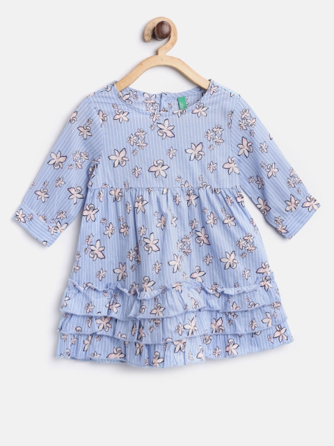 

United Colors of Benetton Girls Blue Printed Empire Dress