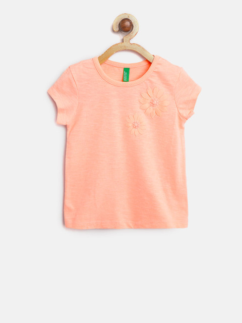 

United Colors of Benetton Girls Coral Orange Solid Top