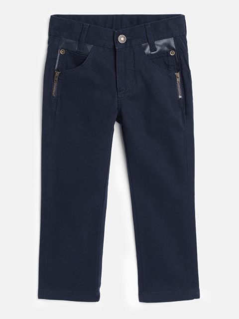 

United Colors of Benetton Boys Navy Regular Fit Solid Trousers, Navy blue