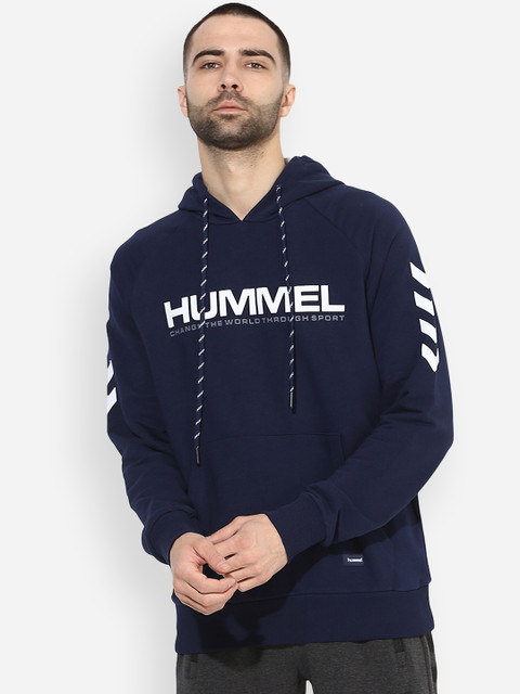 

hummel Men Navy Blue Printed Hooded Sweatshirt