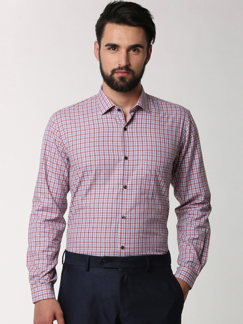 

Peter England Men Blue Regular Fit Checked Formal Shirt