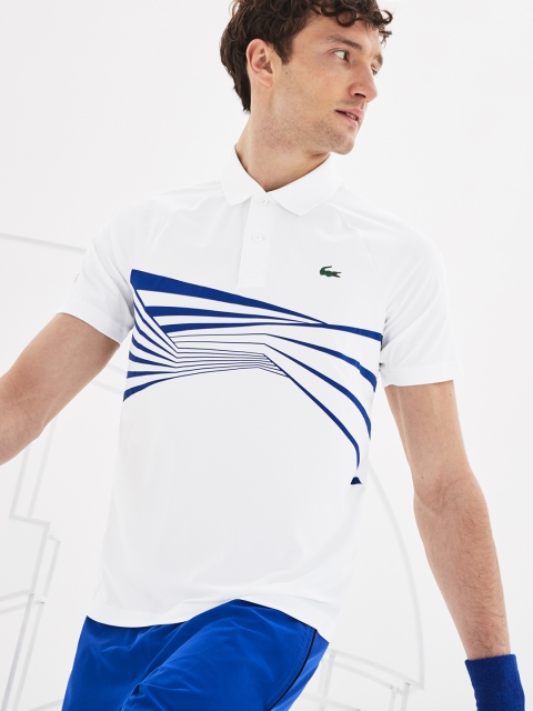 

Lacoste Men White Striped Polo Collar T-shirt