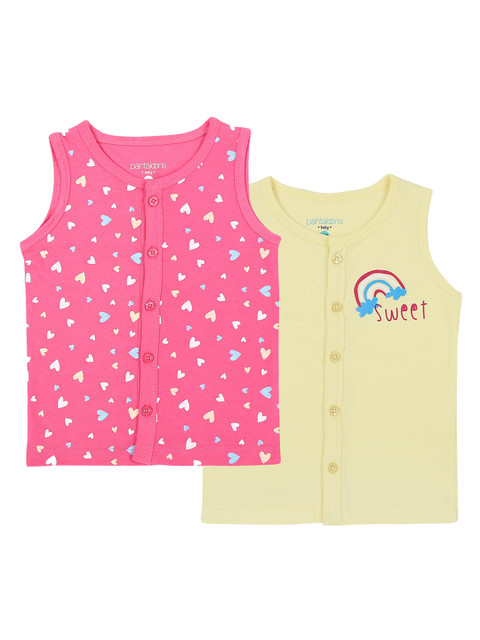 

Pantaloons Junior Girls Pink Printed Henley Neck T-shirt