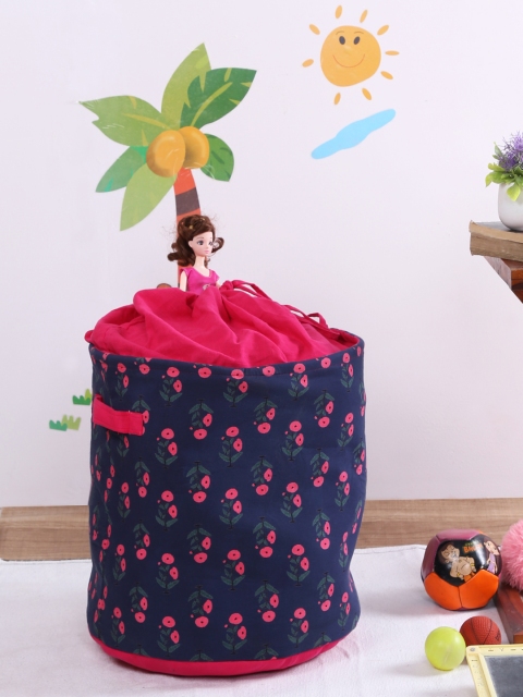 

Rajasthan Decor Blue & Pink Printed Foldable Laundry Bag