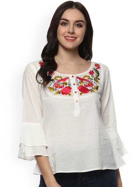 

Bhama Couture Women White Solid Top